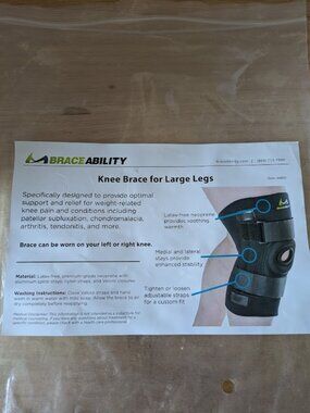 Braceability Knee Brace for Larger Legs NWT Size L